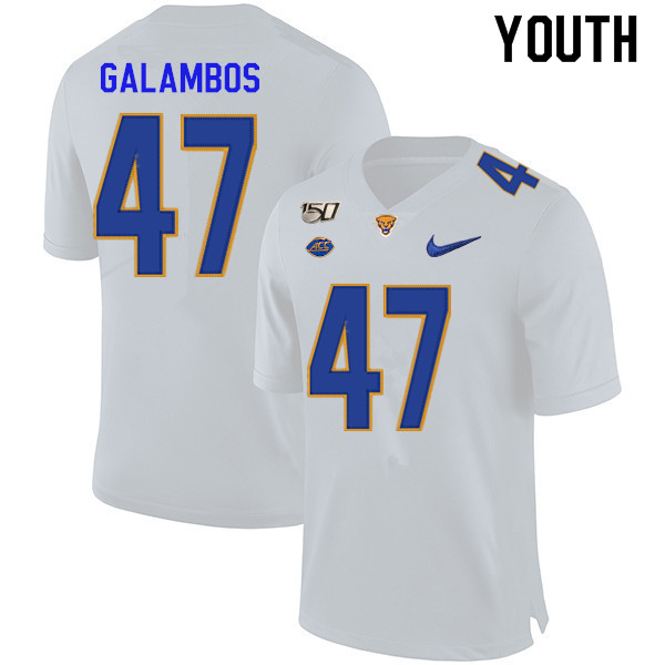 2019 Youth #47 Matt Galambos Pitt Panthers College Football Jerseys Sale-White